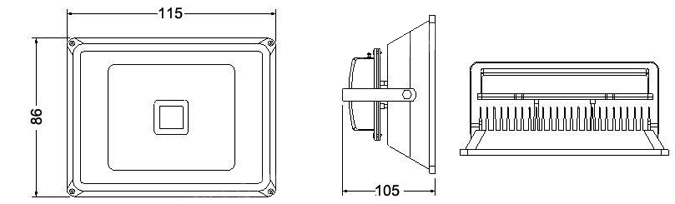 Dimension of led flood light